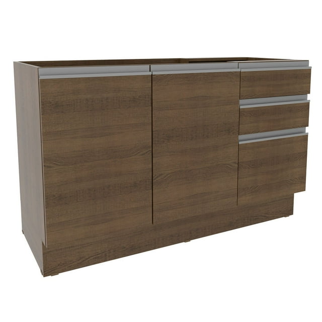 Mueble de Cocina Para Tarja Madesa Glamy 120 cm 2 Puertas y 3 Cajones (Sin Tablero ni Tarja) Marrón