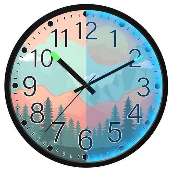 Ryvnso Scenery Sunset 12 Inch Night Light Wall Clock Silent Battery Operated Luminous Clocks