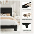 thumbnail image 6 of Amolife Twin Bed Frame, Platform Bed Frame with Velvet Upholstered Slat Headboard, Black, 6 of 7
