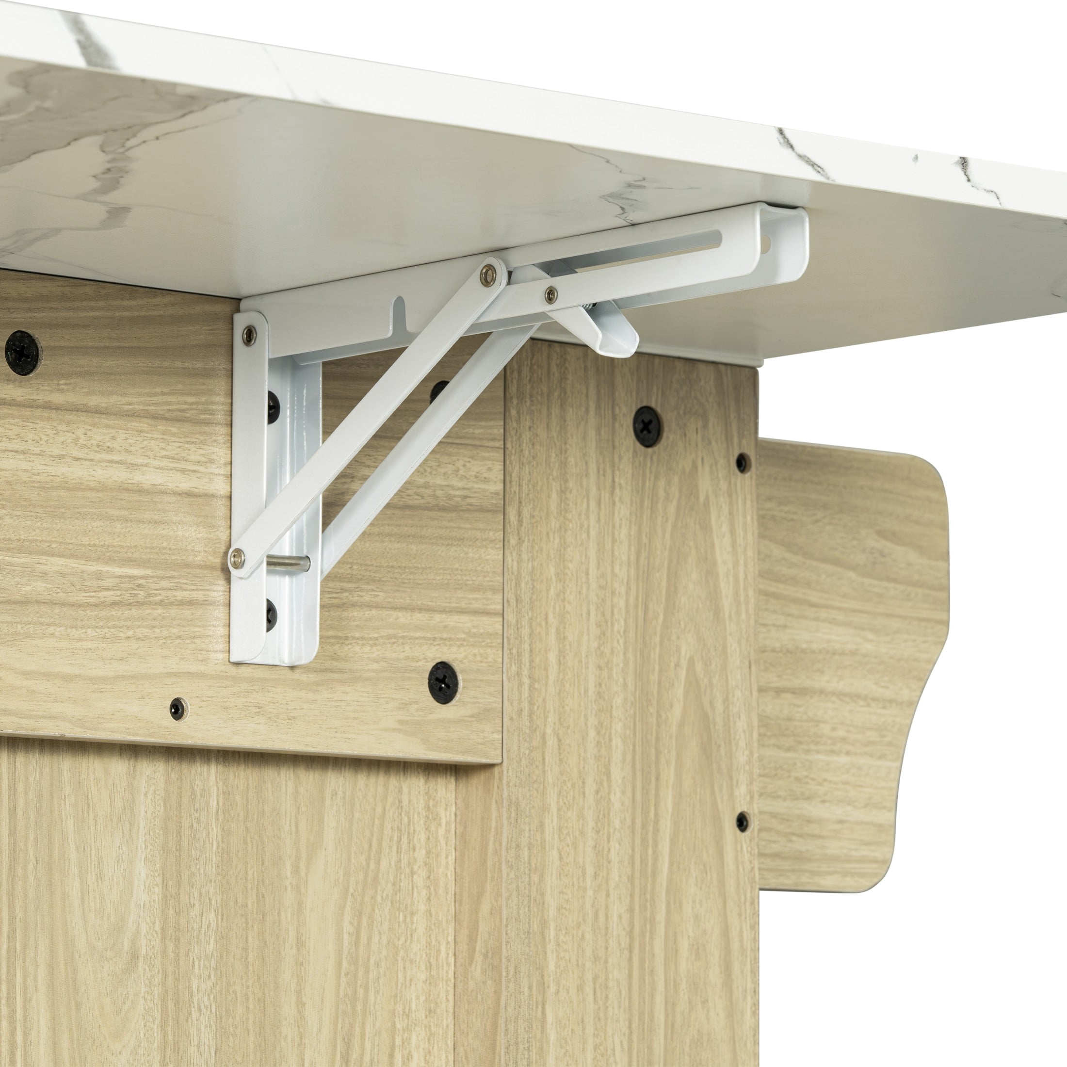 Christopher Knight Home 63" Mobile Kitchen Island Cart, Marble-Look Top, Multi‑Drawer Cabinet, Natural