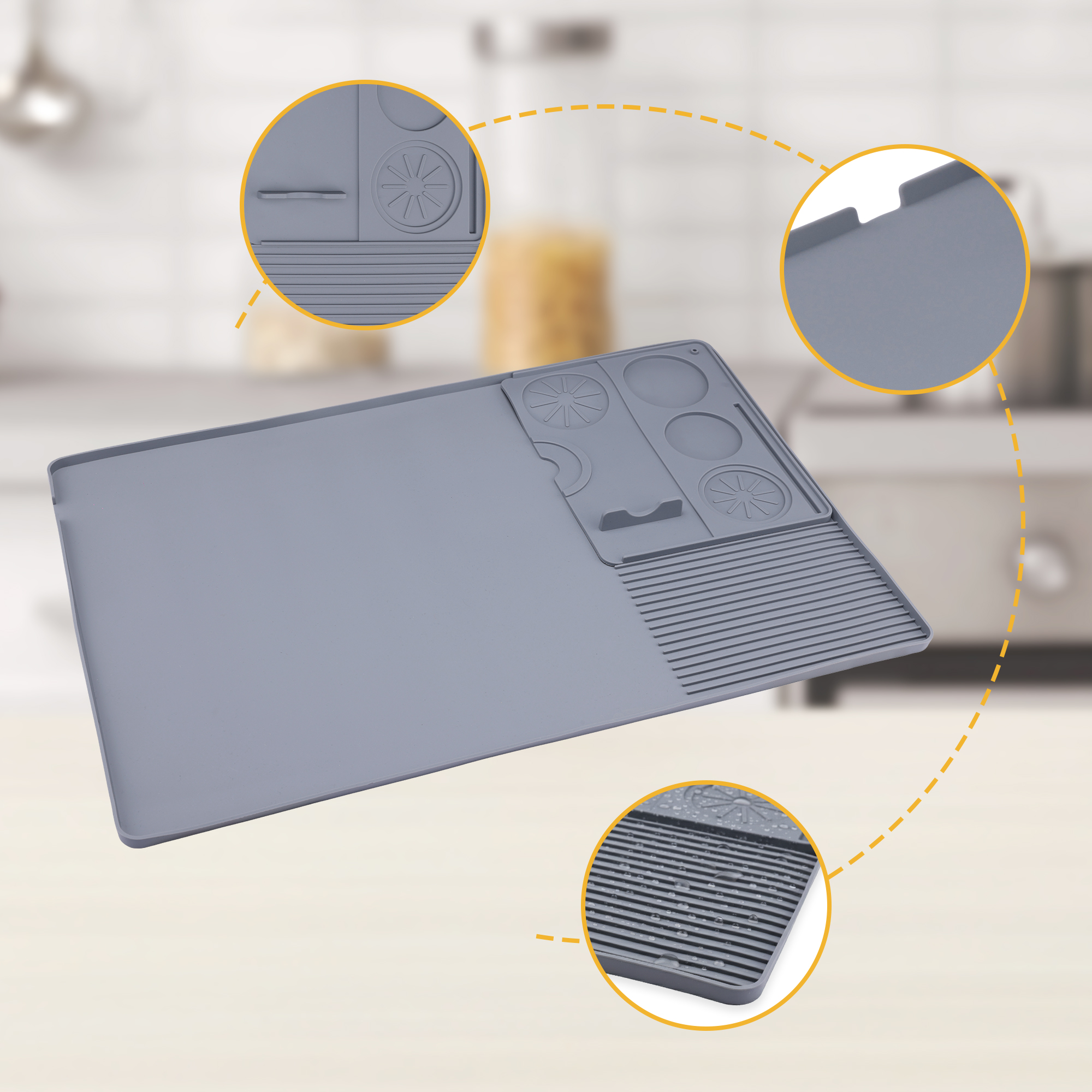 Unique Bargains Removable Bar Mat with Non-Slip Design Gray（2 in 1）
