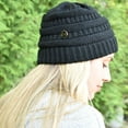 thumbnail image 5 of C.C Soft Stretch Cable Knit Side Epoxy Button for Mask Beanie Skully, Black, 5 of 8