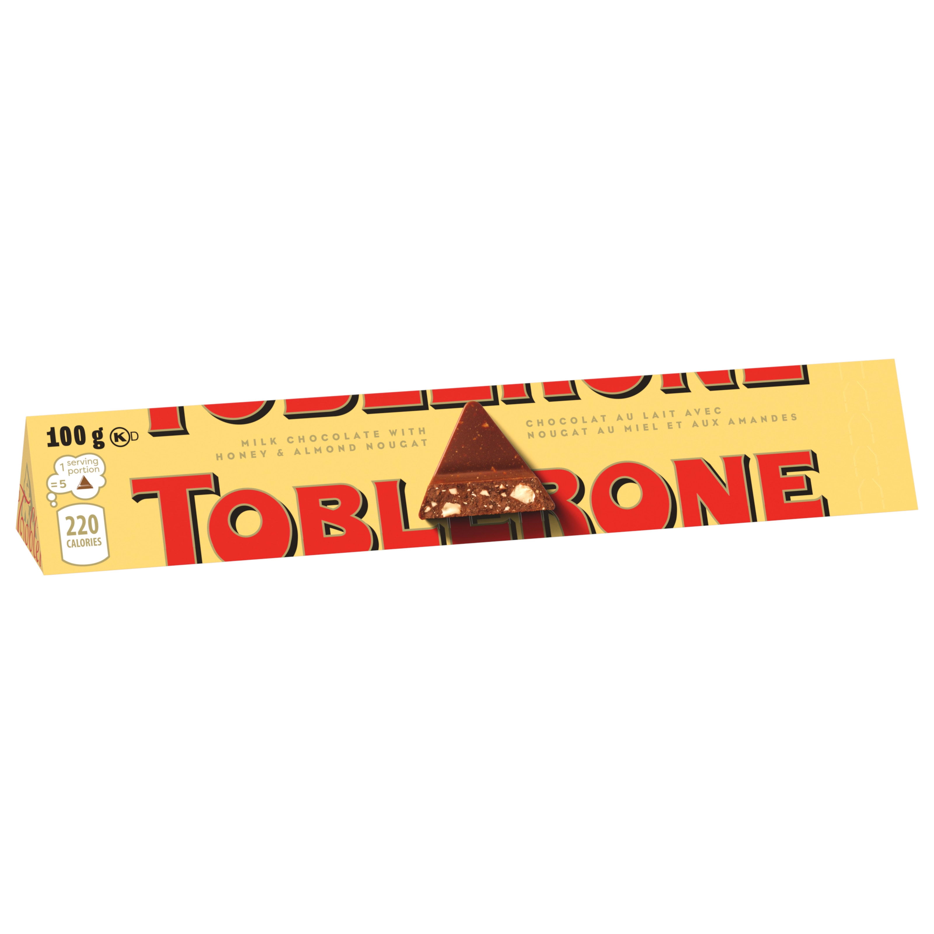 TOBLERONE, Premium Smooth Swiss Milk Chocolate Bar, With Honey and Almond Nougat, imported from Europe, Stocking Stuffer, Holiday Gift, 100 g