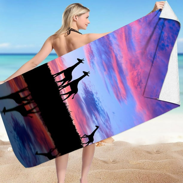 Dqueduo Microfiber Beach Towel for Adults Oversized Travel Beach Towels with Pouch 60x30