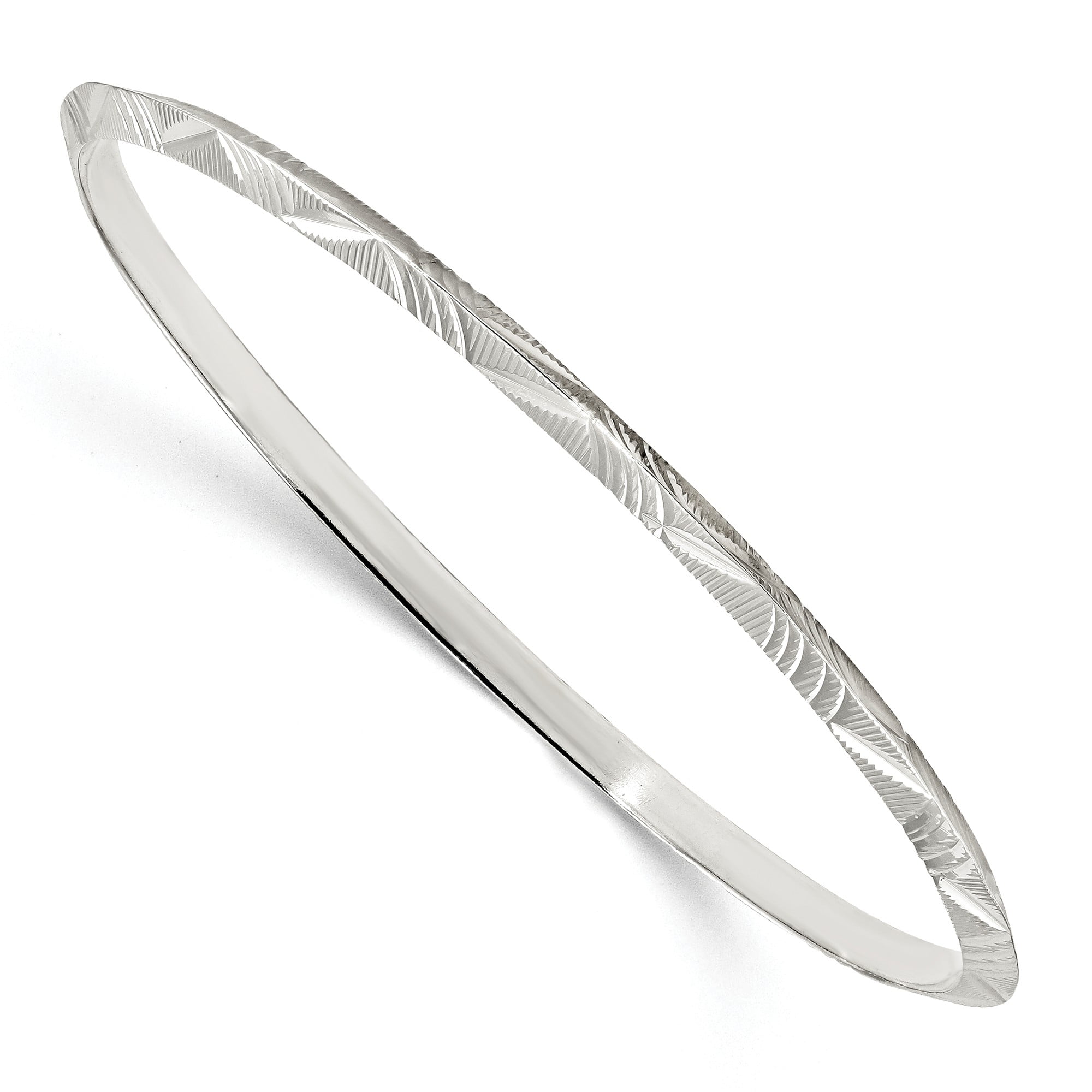 Sterling Silver Diamond Cut Patterned Slip-on Bangle