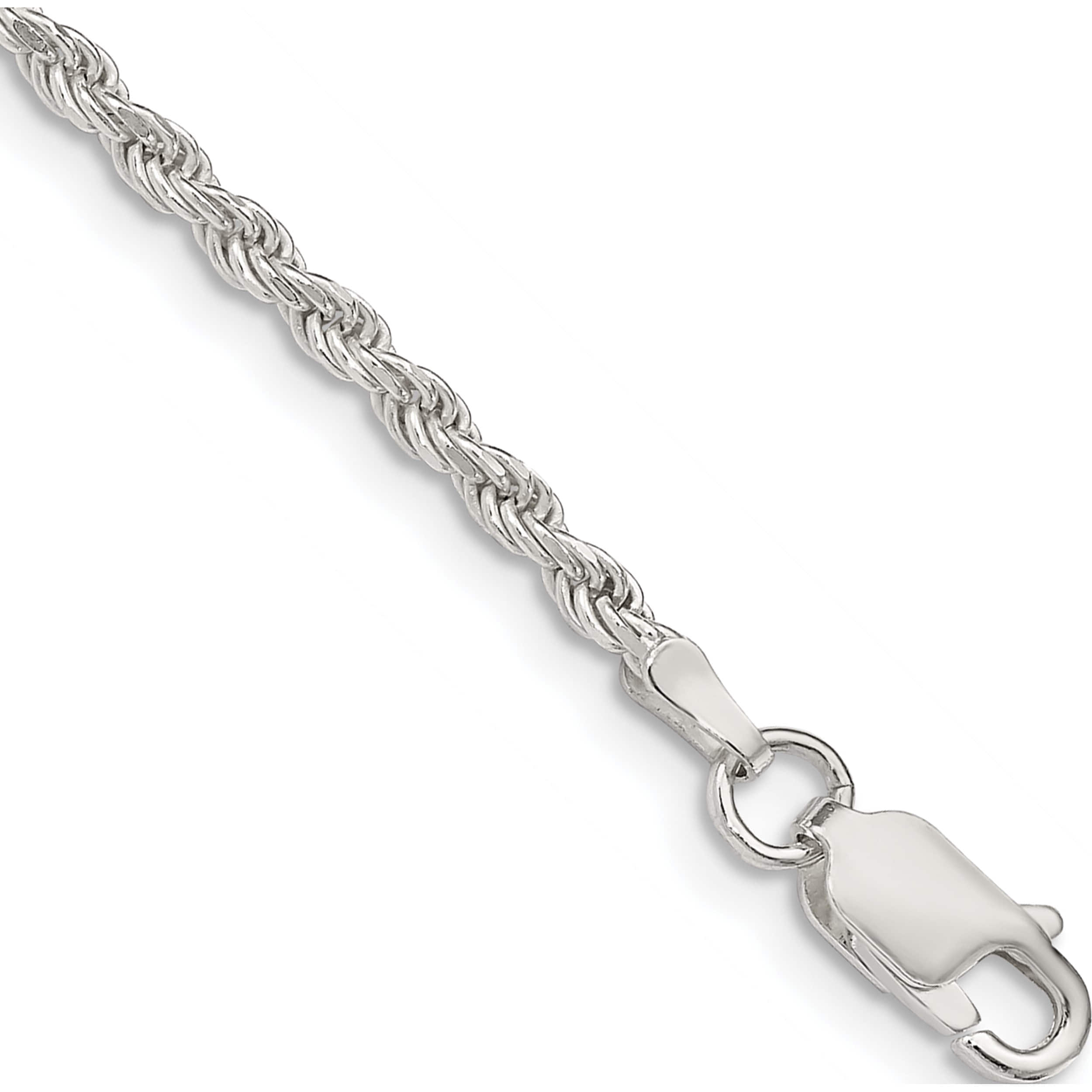 Sterling Silver 2.25mm Diamond-Cut Rope Chain Anklet (10 X 2.25) Made In Italy -Jewelry By Sweet Pea