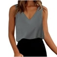 thumbnail image 3 of Fanxing Gray Womens Tank Tops V Neck Basic Shirts Xl Comfort Cotton Sleeveless T Shirts （Women's S-2XL), 3 of 8