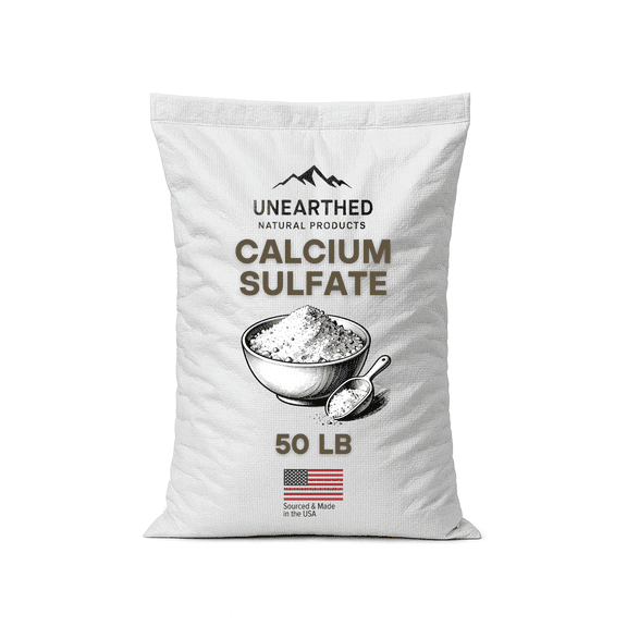 Unearthed Feed Grade Calcium Sulfate (Gypsum) – 50 lb Bag | Premium Calcium & Sulfur Supplement for Livestock, Soil Conditioning, pH Balance & Crop Health