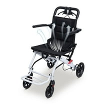 WETS Durable Folding Steel Transport Wheelchair with Wheels, Seat