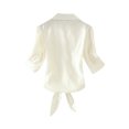 thumbnail image 3 of Oversized Tshirts for Women, Fashion Casual Turn-down Collar Short Sleeve Button Shirt, White 4XL, 3 of 5