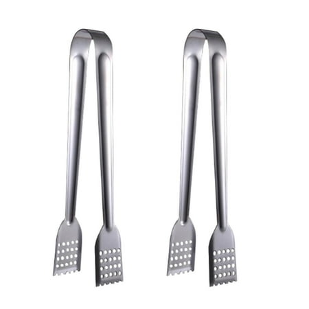 

NUOLUX 2pcs Stainless Steel Flat Head Food Clip Multifunction Bread Tong Kitchen Serving Tongs for Barbecue Salad Buffet (9 inch)