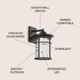 thumbnail image 6 of JONATHAN Y Campo 10.25" Outdoor Wall Lantern Crackled Glass/Metal Integrated LED Wall Sconce, Black, 6 of 7