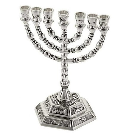 Silver Plated Electric Menorah - Menorah-12 Tribes (7 Branched) (5