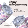 thumbnail image 4 of Double Wall 20oz Geometric Pattern Insulated Tumbler, Stainless Steel Travel Coffee Mug with Handle Leak Proof with Straw, 4 of 5
