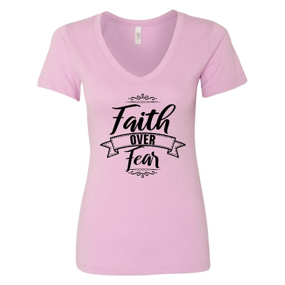 Inktastic Cancer Awareness Faith over Fear Women's V-Neck T-Shirt