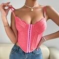 thumbnail image 2 of Fgnfyis Mode Femme Aguichant Col Rond Poitrine Enveloppée Couleur Unie Débardeur Chemisier Soutien-Gorge Rouge TG, 2 of 9