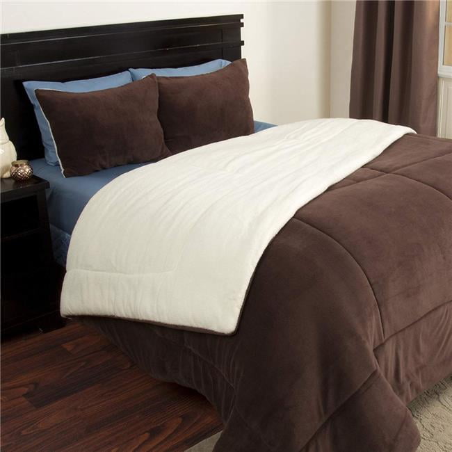 Bedford Home 66A27421 3 Piece Sherpa & Fleece Comforter Set, King Size