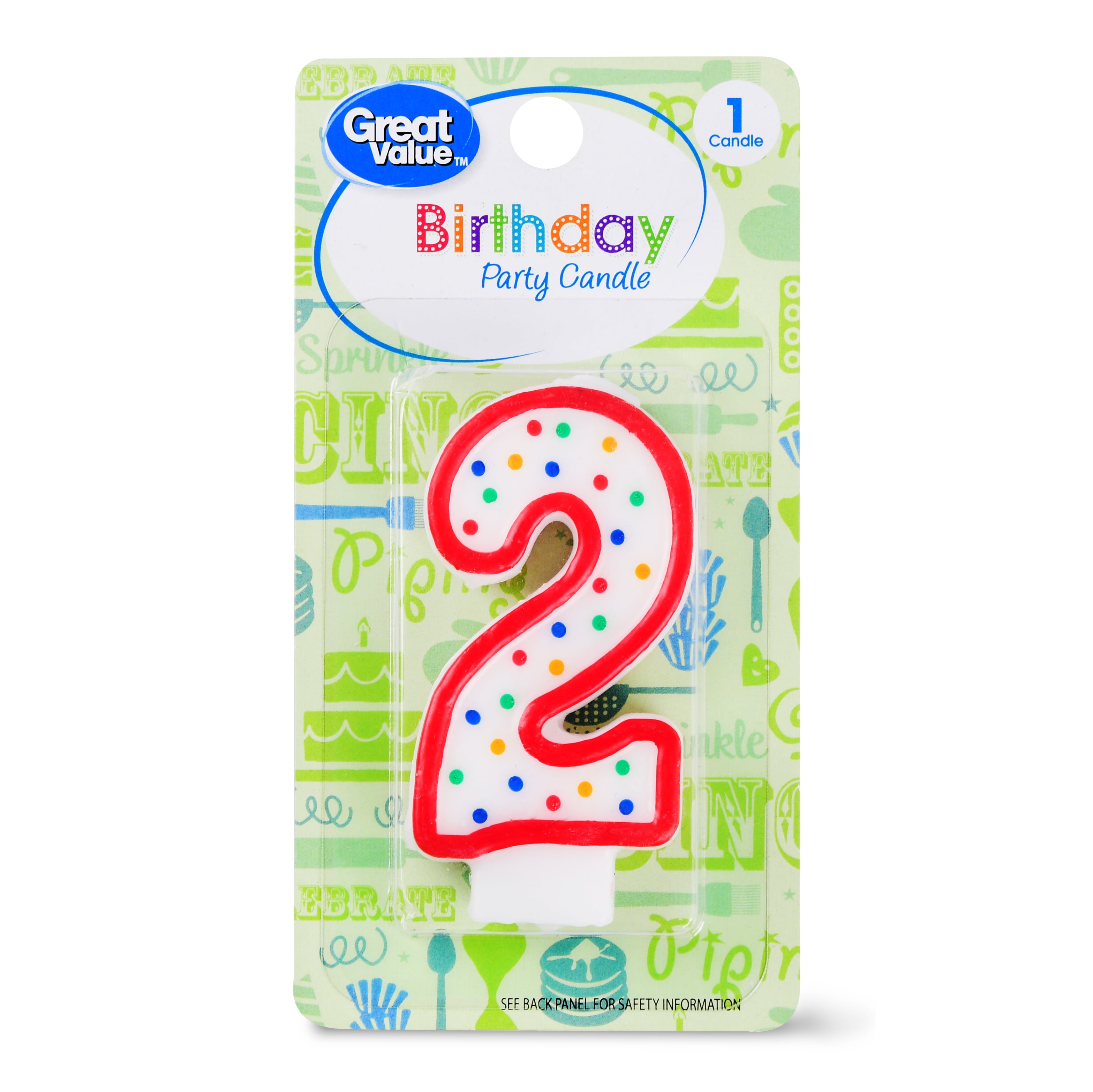 (5 Pack) Great Value Birthday Party Candle, Number 2