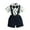 Blue, variant on XUELUO Toddler Boys Casual Outfit Sets Short Sleeve Cartoon Print Bow Tie Romper Suspenders Pants Outfits Clothing Activewear