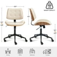 thumbnail image 7 of Armless Office Chair with Wheels, Modern PU Leather Desk Chair with Adjustable Height and 360° Swivel, Walnut Mid-Back Computer Task Chairs for Home, Office, Reading Meeting Room, Beige, 7 of 7