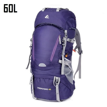 50l & 60L Waterproof Hiking Backpack Unisex Outdoor Trekking Camping Bag Army Man Hunting Mountain Backpacks Rain Cover Rucksack(60L Purple)