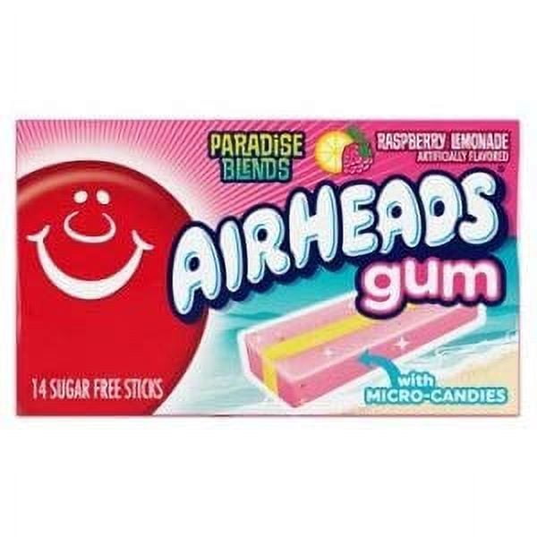 Airheads Sugar Free Gum - Paradise Blend Raspberry Lemonade Flavor, 14 Stick Package - 12 Count Display Box