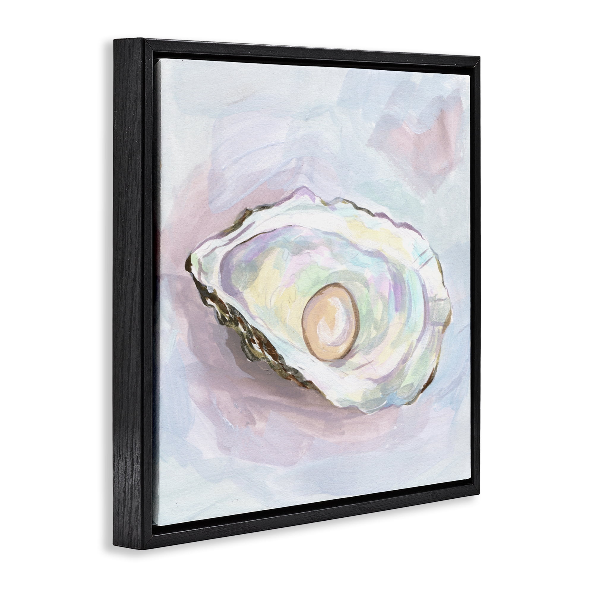 Stupell Industries Silent Opal Oyster Black Framed Floater Canvas Wall Art, design by Melissa Wang
