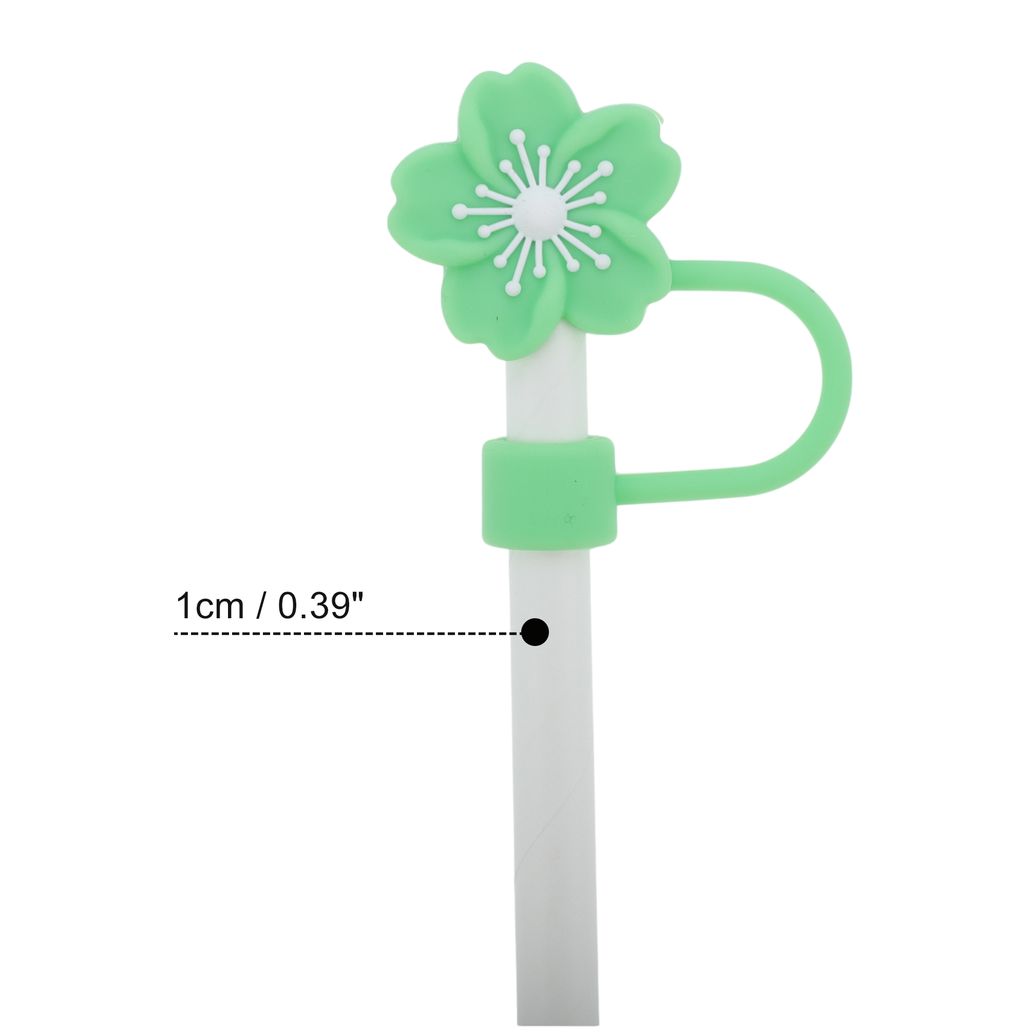 Unique Bargains 4Pcs Begonia Flower Straw Cover Cap For Cup Accessories Green