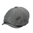 thumbnail image 2 of Painter Hat All-match Retro Solid Color Portable Universal Everyday Wear Cotton Blend Herringbone Pattern Men Beret for Winter,Grey, 2 of 8