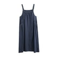 thumbnail image 4 of EOYWHK Womens Denim Dress Long Spaghetti Straps Maxi Dress Rompers Loose Fit Square Neck Swing Maxi Dress Rollbacks, 4 of 8