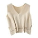 thumbnail image 4 of Chaleco de punto para mujer, cuello en V, camiseta sin mangas con una hilera de botones, chaleco de punto de moda, 4 of 8