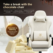 Gtplayer Pro Gaming Chair with Footrest, Dual Bluetooth 5.1 Speakers PVC Leather Recliner, Ivory