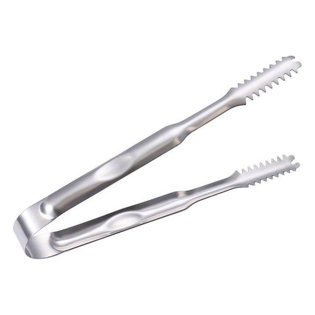 Injueey Pinzas para alimentos Cocina de acero inoxidable para servir BBE Ice Cube Tong Reutilizable Camping Restaurante Hogar Clip dentado Cocina y Comedor 9 pulgadas