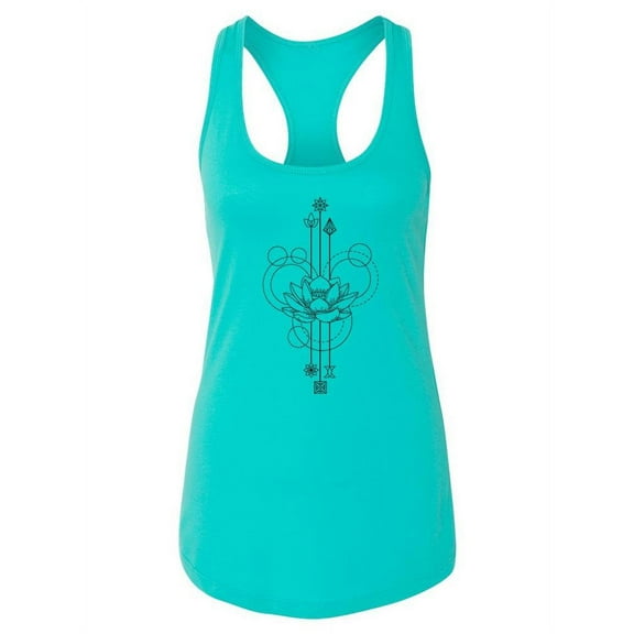Lotus Flower Geomtric Design Tank Women -Image by Shutterstock, Female Small
