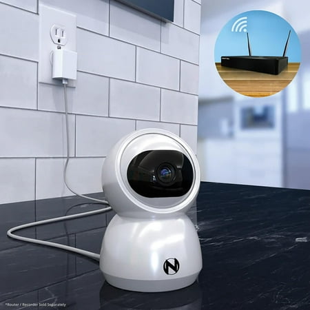 Night Owl - Indoor AC Powered Plug-In Wireless 3MP Security Camera with Pan, Tilt and 2-Way Audio - White