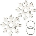 thumbnail image 1 of Stainless Steel Bicycle Multitool, Multifunctional tool, 18-in-1 Snowflake Multitool, Card, Snowflake Key Ring, Bottle Opener, Ring Spanner(Silver*2), 1 of 7