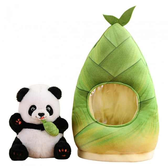 Peluche de panda de peluche para decoración de sala de estar, regalos con juguetes de bambú. estilo D