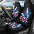 thumbnail image 3 of Yuyamidu Blue Butterfly Auto Seat Covers for Front Seats Only 2 PCS Set Pink Flowers Auto Bucket Seat Cover Universal Car Interior Accessories, 3 of 6