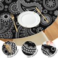 thumbnail image 4 of Elastic Band Round Tablecloth Bohemian Floral, Stretch Cover for 38-42 Inch Tables, Durable for Party Event Garden Use, 4 of 7