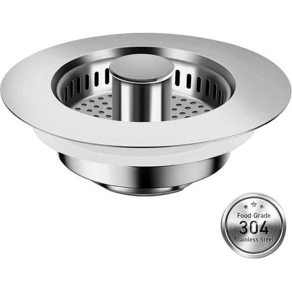 3-in-1 Kitchen Sink Drain Strainer with Bounce Core - Universal Stainless Steel Drain Stopper 2-Pack, Easy to Install & Clean, Upgraded Design