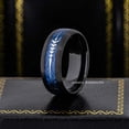 thumbnail image 2 of 8mm Mens Black Tungsten Wedding Band, Feathered Arrow on Meteorite, Dome Promise Ring - TN969WAs11, 2 of 4
