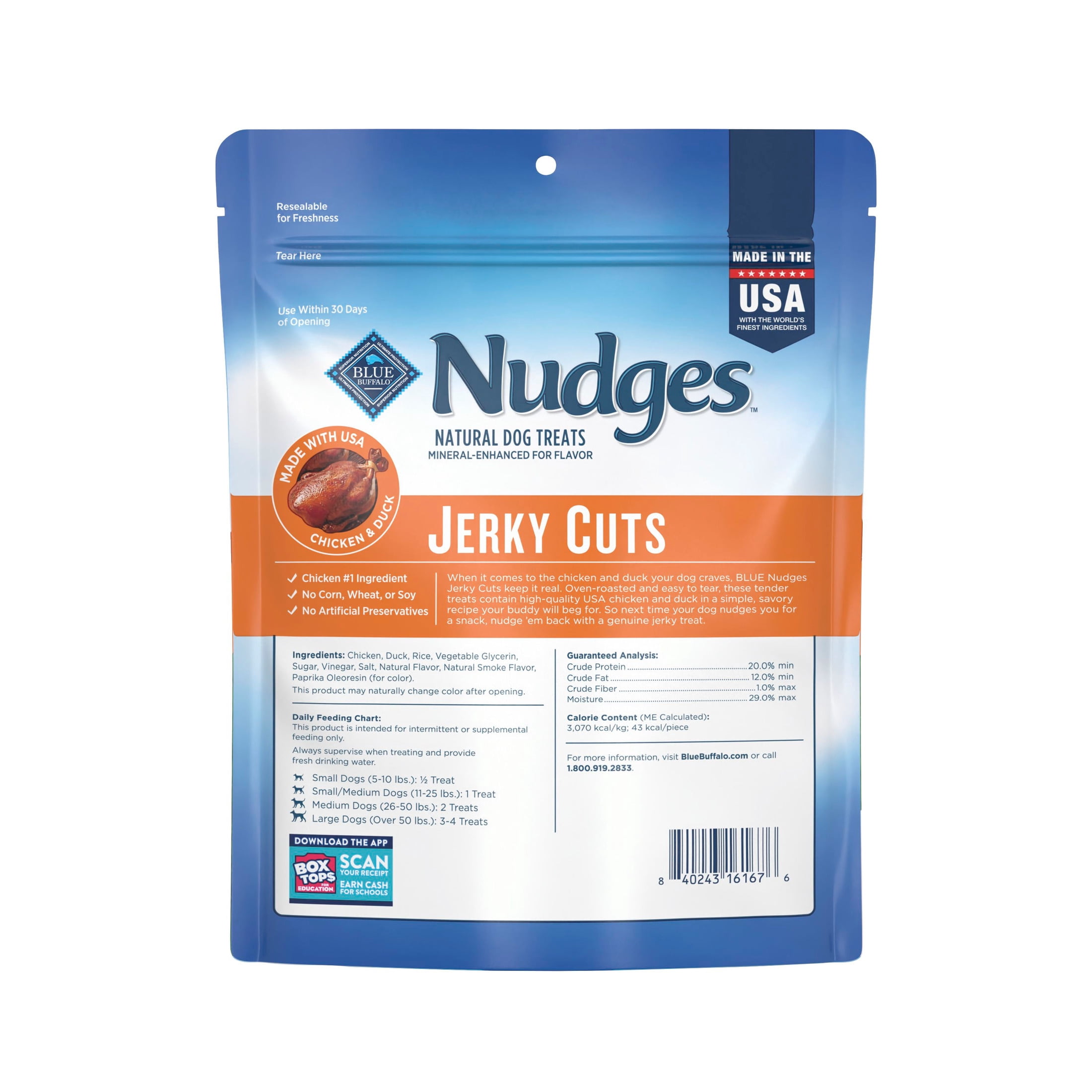 Blue Buffalo Nudges Jerky Cuts, Natural Dog Treats, Duck Jer