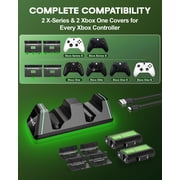 2-in-1 for xbox Controller Charger Station with 2X5520mWh Rechargeable Battery Pack, 4 Battery Covers, Charging Dock for Xbox One/Series X|S Controller