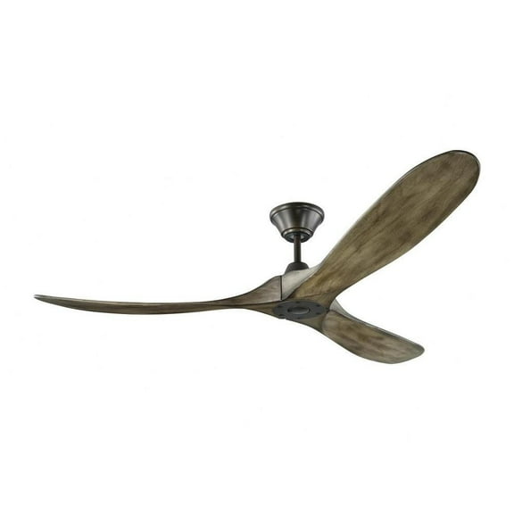 3 Blade Ceiling Fan with Handheld Control in Contemporary Style 60 inches Wide By 11.7 inches High-Aged Pewter Finish-Light Grey Weathered Oak Blade