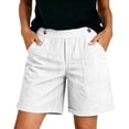 thumbnail image 4 of Aimik Casual Shorts for Women Decorative Button Solid Short Pants with Pockets Summer Comfortable Loose Fit Shorts, 4 of 5