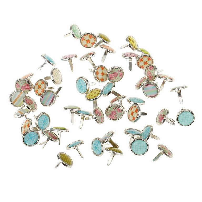 Mini Brads, 50 Pcs Color Inlaid Diamond Paper Craft