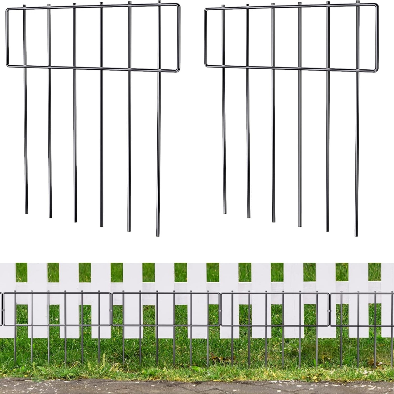 19 Pack Animal Barrier Fence, 17 in(H) X 20.8 Ft(L) Decorative Garden Fencing, Metal Wire Garden Fence Border, Dog Rabbits Fence No Dig for Outdoor.