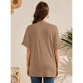 thumbnail image 6 of Demotime Women's Cardigans Open Front Short Sleeve Soft Casual Cover Up with Pockets Light Coffee XL, 6 of 7