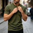 thumbnail image 5 of Liweisiy Men's Textured Henley T-Shirt Short Sleeve Notch Neck Solid Color Tees Casual Athletic Summer Tops Army Green XL, 5 of 10