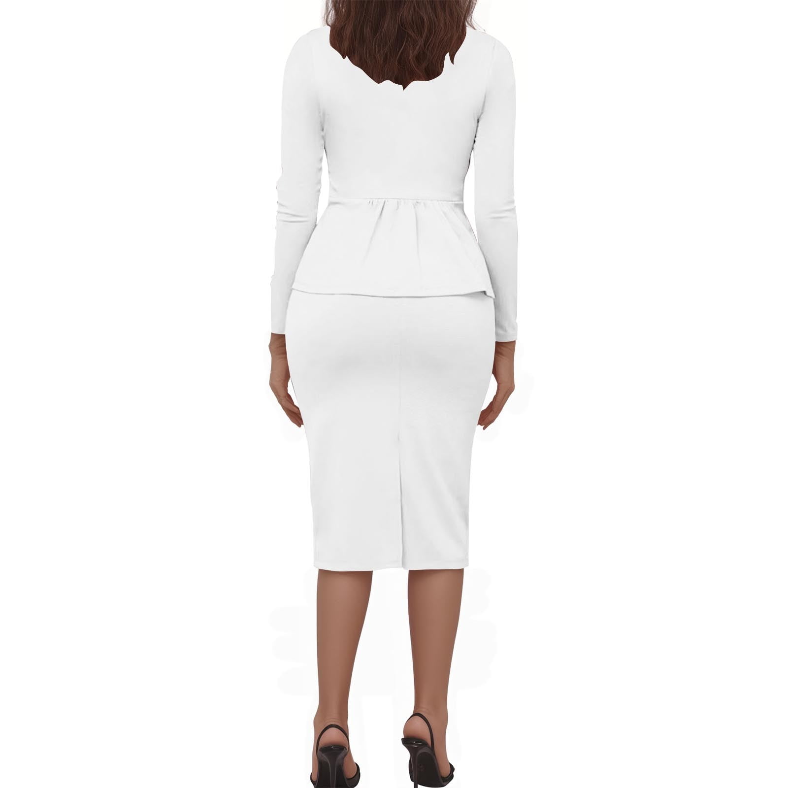 Women's 2 Piece Suit Skirt Set Business Casual Long Sleeve Blazer and Pencil Skirt Woman Summer Autumn Solid Casual Round Neck Sleeveless Dress Solid Two-Piece Set